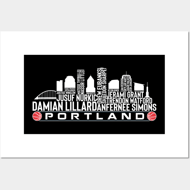 Portland Basketball Team 23 Player Roster, Portland City Skyline Wall Art by Legend Skyline